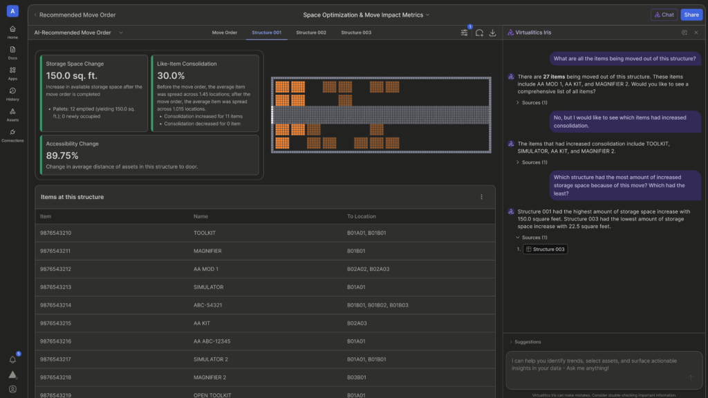 Screen Shot of Iris Product - Material Structure